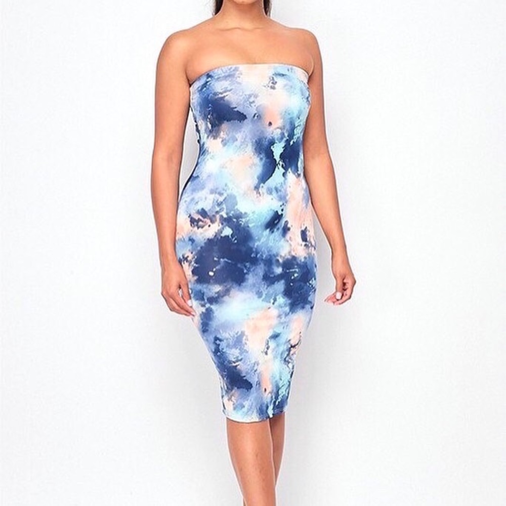 Blue midi tube dress
